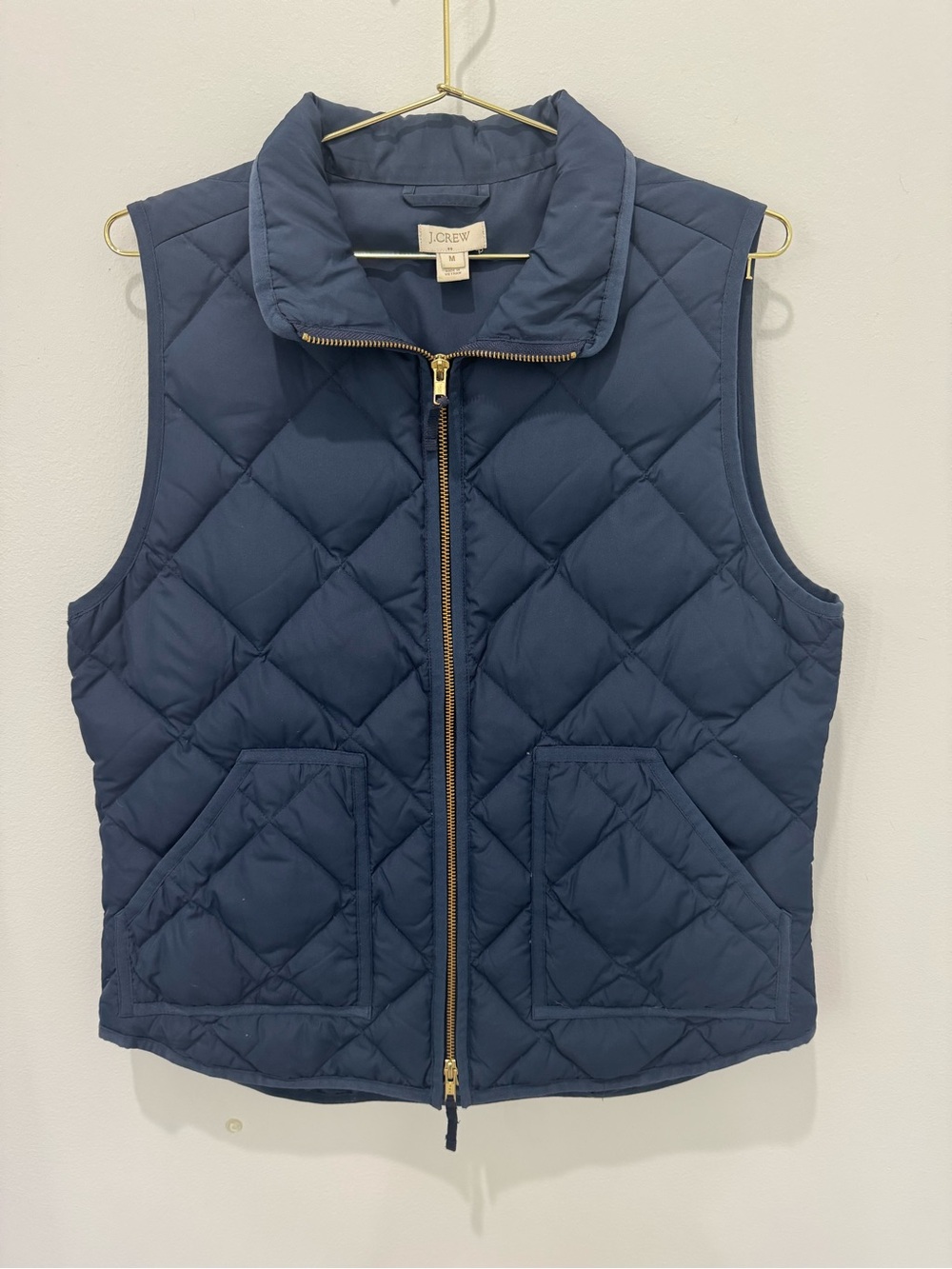J. Crew Navy Quilted Zip Vest